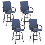 Tangkula Outdoor Swivel Bar Stools, Bar Height Tall Patio Chairs with Armrests & High Back
