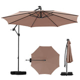 Tangkula 10 FT Solar Cantilever Patio Umbrella with Base