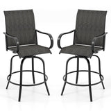 Tangkula Outdoor Swivel Bar Stools, Bar Height Tall Patio Chairs with Armrests & High Back