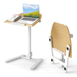 Tangkula Mobile Overbed Bedside Table with Wheels
