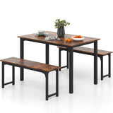 Tangkula 3-Piece Dining Table Set with Bench