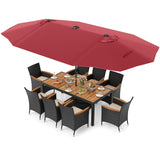 Tangkula 11 Pieces Patio Dining Set with Double-Sided Led Patio Umbrella (Base Included)