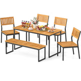 Tangkula 6 Pieces Outdoor Acacia Wood Dining Set