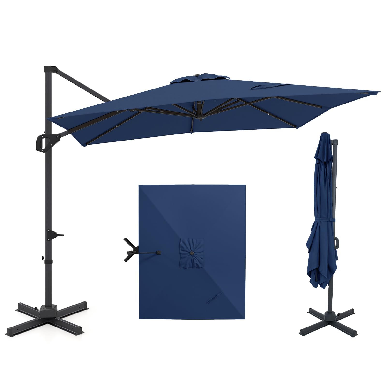 Tangkula 11 x 9 ft Patio Umbrella Large Offset Cantilever Outdoor Umbrella, Navy