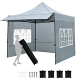 Tangkula 10 x 10 FT Pop up Canopy Tent with Sidewalls and Awning for Party Picnic Event