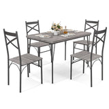Tangkula Dining Table Set for 4, Modern Rectangular Dining Table & 4 Dining Chairs Set
