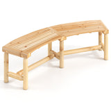 Tangkula Patio Curved Bench Solid Wood Fire Pit Bench