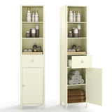 Tangkula 67" Tall Bathroom Cabinet Narrow Floor Cabinet w/Fluted Door