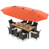 Tangkula 11 Pieces Patio Dining Set with Double-Sided Led Patio Umbrella (Base Included)