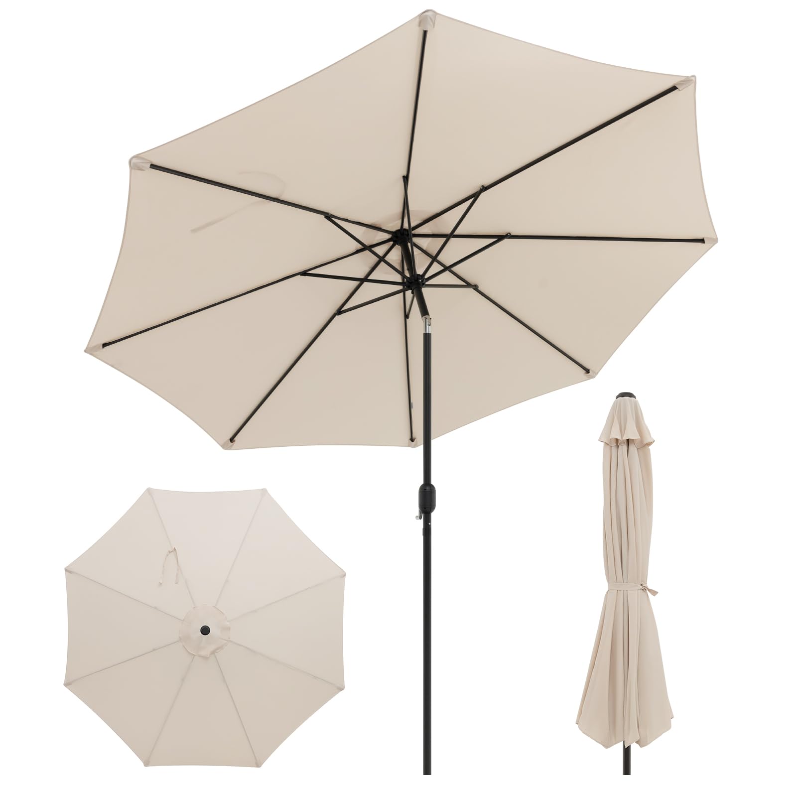 10 Feet Outdoor Patio Umbrella with Tilt Adjustment and Crank Beige 10 Feet Outdoor Patio Umbrella with Tilt Adjustment and Crank Beige