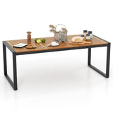 Tangkula Outdoor Dining Table for 8, 79 Inches Acacia Wood Patio Table with 1.9 Inches Umbrella Hole