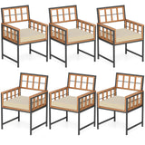Tangkula Acacia Wood Patio Chairs Set of 6