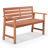 Tangkula 48 Inch Hardwood Patio Bench, Wood 2-Seat Chair with Breathable Slatted Seat & Inclined Backrest