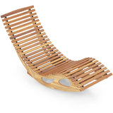 Tangkula Outdoor Chaise Lounge Chair, Acacia Wood Rocking Sun Lounger with Slatted Backrest and Seat
