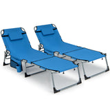 Tangkula Tanning Chair, Outdoor Folding Beach Lounge Chair with Face Hole