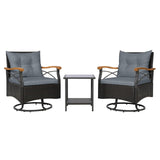 Tangkula 3 Piece Outdoor Swivel Chair Set