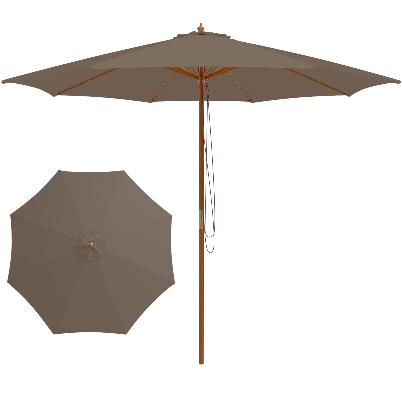 10 ft wooden patio umbrella 10FT Outdoor Large With Light gardens with its spacious shading area Tangkula 10FT Patio Umbrella, Outdoor