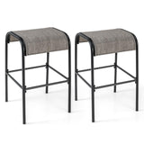 Tangkula Outdoor Bar Stools Set of 2/4, 30" Bar Height Bistro Stools with Breathable Fabric Seat & Heavy-Duty Metal Frame