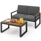 Tangkula 2 Piece Patio Aluminum Furniture Set(Gray)