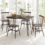 Tangkula Dining Table Set for 4, Kitchen Table and Chairs Set of 4 w/Metal Frame, 360° Swivel Feet