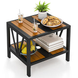 Tangkula Outdoor Side Table with 1.57” Umbrella Hole