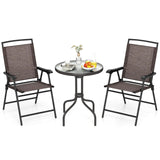 Tangkula 3 Piece Outdoor Bistro Set(Simple Backrest)