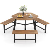 Tangkula 6 Person Acacia Wood Picnic Table