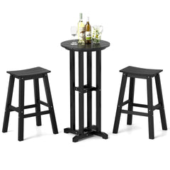 Tangkula 3PCS Outdoor HDPE Bar Table & Chair Set for 2
