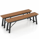 Tangkula Outdoor Folding Bench Set of 2, 55 Inches Long 2-3 Person Acacia Wood Backless