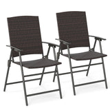 Tangkula Outdoor Folding Chairs Set of 2/4 Patio PE Wicker Dining Chairs