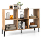 Tangkula 6 Cube Bookshelf, 2-tier Wood Storage Open Bookcase with Elevated Metal Legs, 5-Position Adjustable Shelf