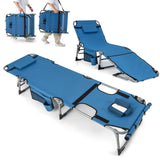 Tangkula Tanning Chair, Outdoor Folding Beach Lounge Chair with Face Hole