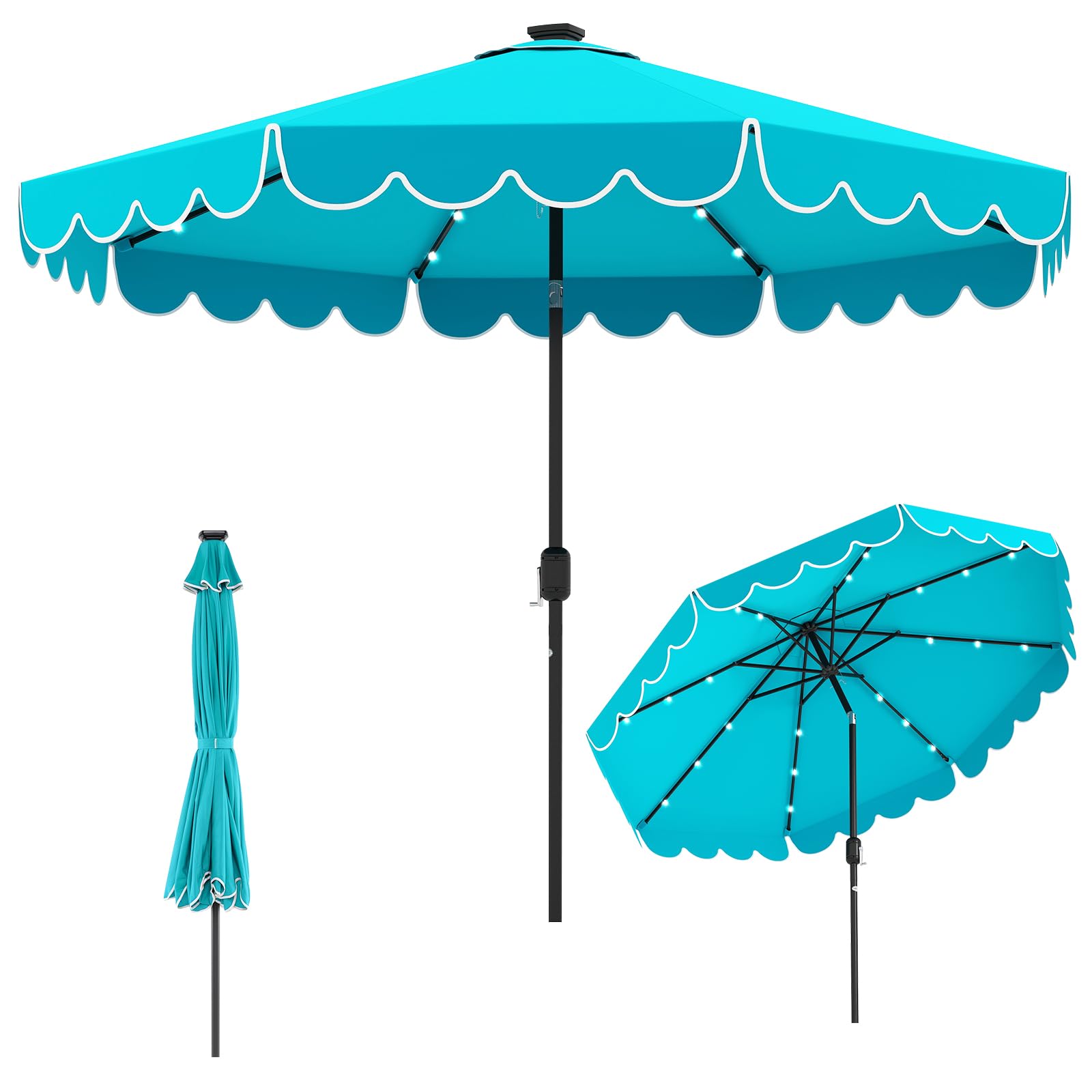 Tangkula 10FT Solar LED Patio Umbrella 2-Tiers Scalloped Outdoor Table – tangkula Tangkula 10FT Solar LED Patio Umbrella 2-Tiers Scalloped Outdoor Table – tangkula