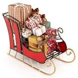 Tangkula Metal Christmas Santa Sleigh Basket, Xmas Festival Holiday Decorative Santa’s Sleigh with 2-Tier Storage Shelf