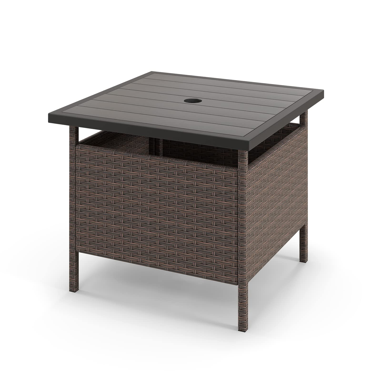 Outdoor Coffee Table Wicker Patio Small Table Black Square Rattan