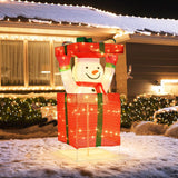 Tangkula Lighted Snowman in Gift Box Christmas Decoration