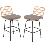 Tangkula Patio Swivel Barstools, Wicker Bar Height Chairs w/Soft Seat Cushions