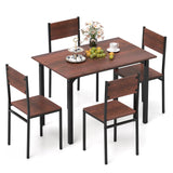 Tangkula Dining Table Set for 4, Retro Kitchen Table and Chairs Set for 4