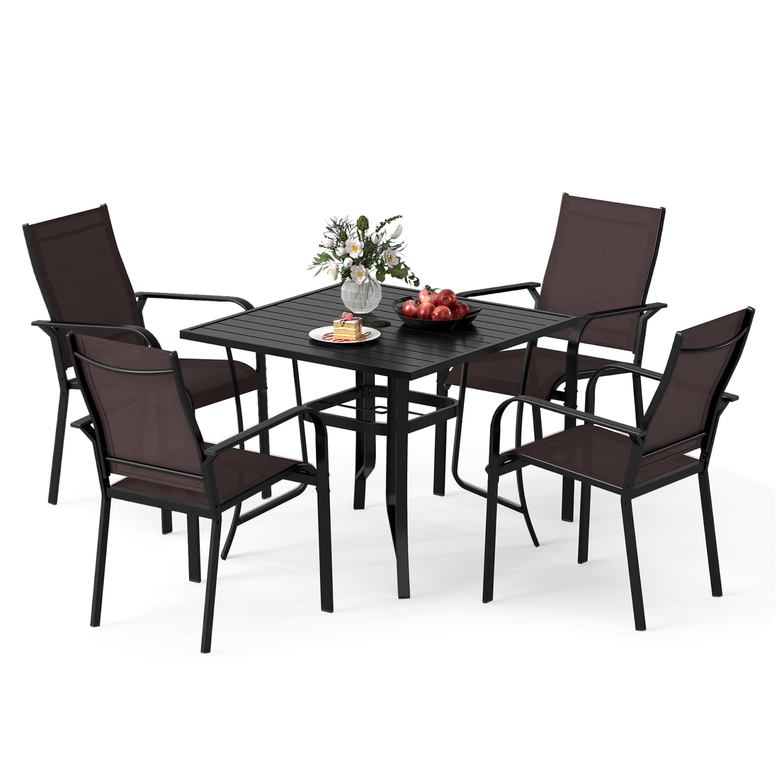 Tangkula 5 Pieces Patio Dining Set for 4 with Umbrella Hole – tangkula