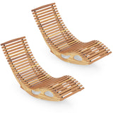 Tangkula Outdoor Chaise Lounge Chair, Acacia Wood Rocking Sun Lounger with Slatted Backrest and Seat