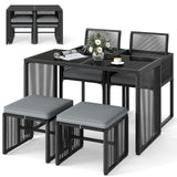 Tangkula 5 Pieces PE Wicker Patio Dining Set