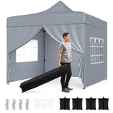 Tangkula 10 x 10 FT Pop up Canopy Tent with 4 Removable Sidewalls and Wheeled Bag