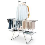 Tangkula Foldable Clothes Drying Rack, 2-Tier Laundry Drying Rack w/Tall Hanging Bar