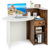 Tangkula Reception Desk, Front Counter Desk with Lockable Drawer & Adjustable Shelf