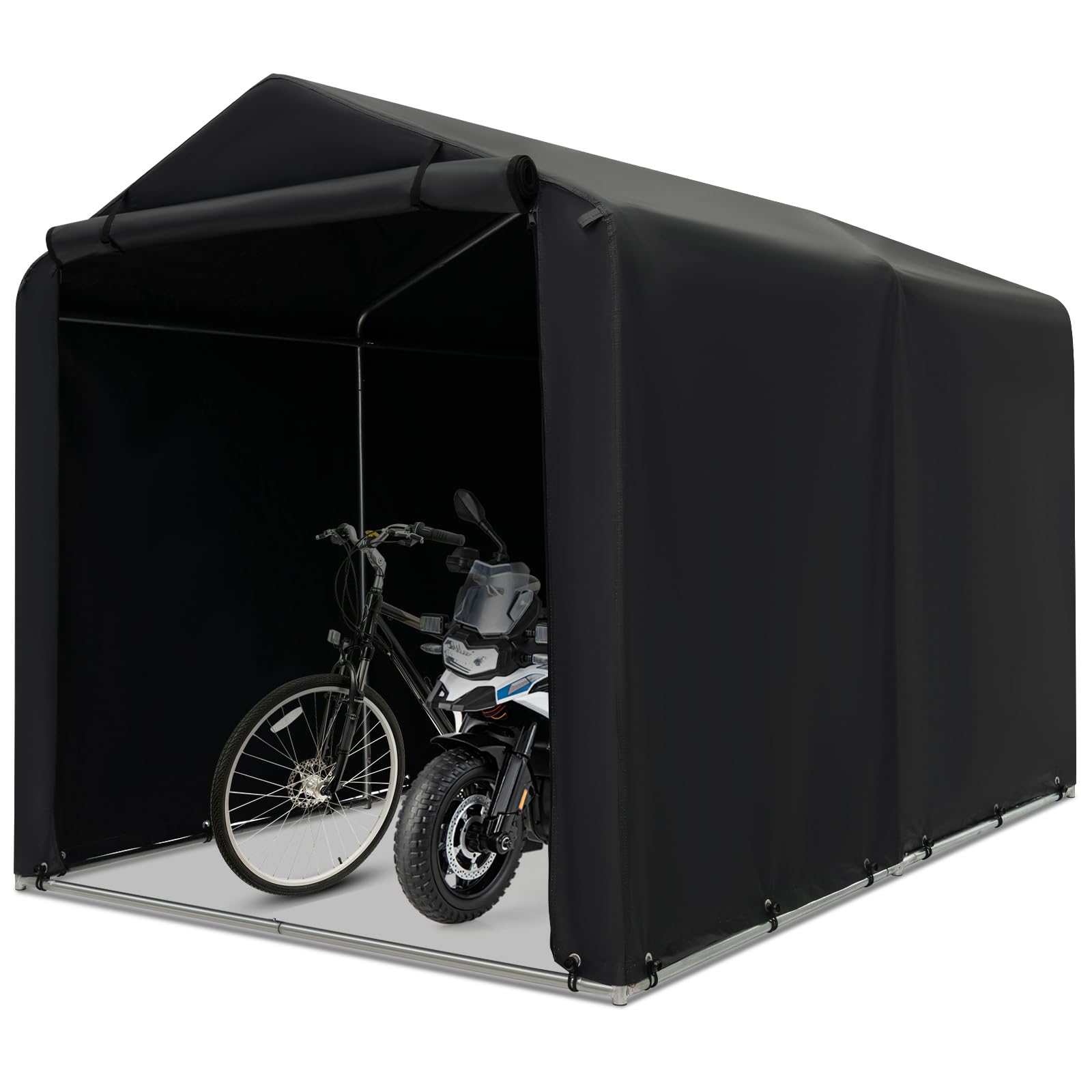 garden shed tent Tangkula 7x5.2Ft Portable Shed, Outdoor Storage Shelter with Waterproof Cover & Roll-up Zipper Door