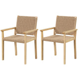 Tangkula Outdoor Chairs Set of 2/4, Patio Dining Chairs w/Paper Rope Woven Seat