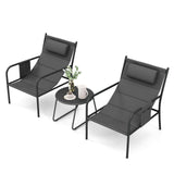 Tangkukla 3 Piece Outdoor Bistro Set, Patio Metal Chair & Coffee Table Set