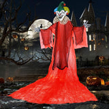 Tangkula 13.1 ft Halloween Hanging Clown w/Wings, Switch Controlled Animatronic Ghost w/Lighted Colorful Eyes