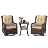 Tangkula 3 Pieces Outdoor Swivel Rocker Set
