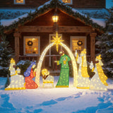 Tangkula 7 Pieces Large Christmas Lighted Nativity Scene Set
